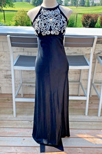 Vtg Y2K Maxi Dress Gown 5/6 Black Glitter Evening Whimsigoth Fairy Prom Witchy