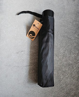 drizzles Black Compact/Folding Men's Umbrella, Plain No Pattern