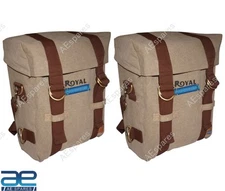 Military Pannier Bags Canvas Khaki For Royal Enfield New Classic Reborn 350 cc