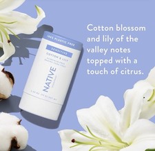 Native Sensitive Deodorant - Cotton Lily - Aluminum Free - 2.65 oz T-59