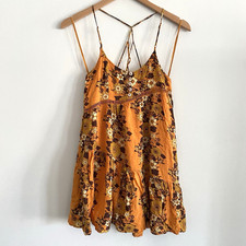 Urban Outfitters Babydoll Tiered XS Dress Shirt Top Floral Retro Fall Orange Y2K