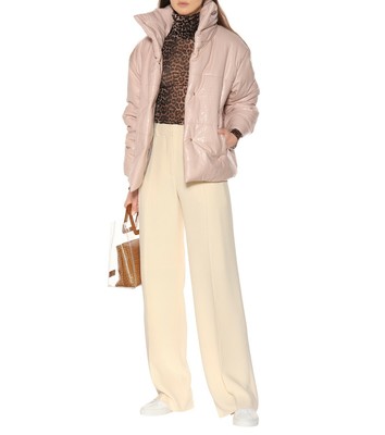 pale pink puffer jacket
