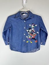 Mickey Unlimited Vintage Jerry Leigh Denim Long Sleeve Shirt Youth Size 6 USA