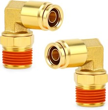 2PCS Brass DOT Push to Connect Fittings 1/2" OD x 1/2" NPT 90 Degree Elbow Union