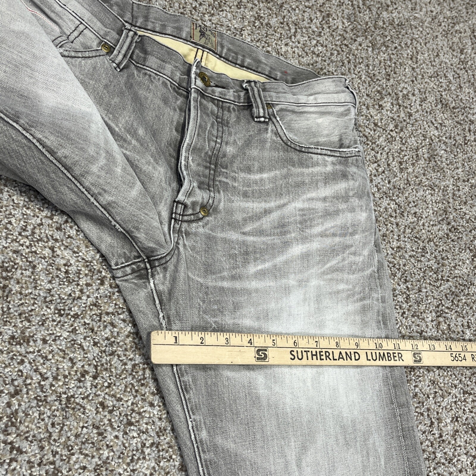 PRPS Barracuda Stonewashed Button Fly Mens Jeans Size 31 Brown Gray 31x31.5 - View 14