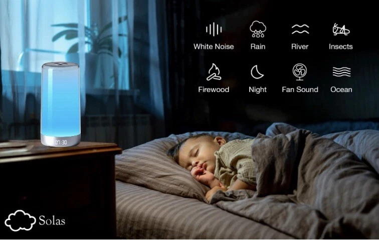 Máquina de som solar para bebês e luz noturna de descanso no tempo para subir com temporizador - Imagem 2 de 4