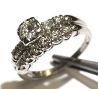 14k white gold .88ct round diamond engagement ring wedding band 6.1g vintage set — photo 9