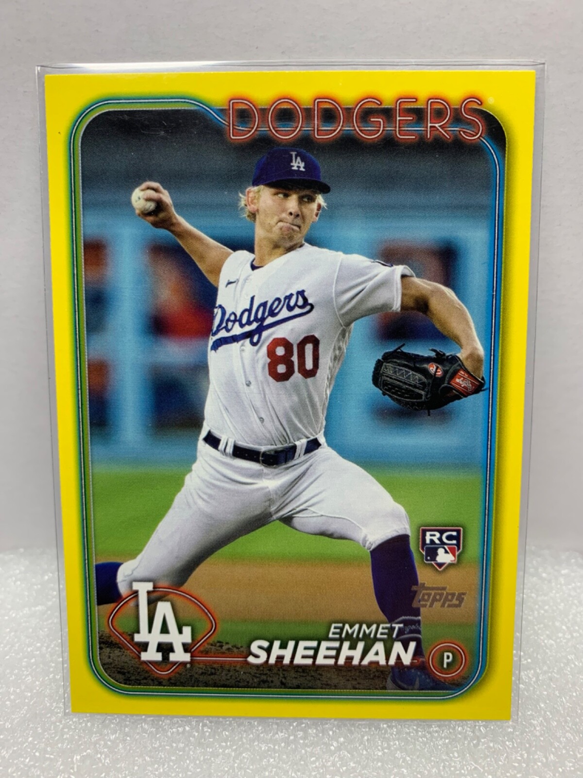 2024 Topps Series 1 #283 Emmet Sheehan Yellow Parallel RC Dodgers
