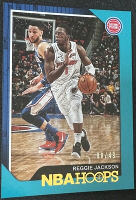 2018-19 Hoops TEAL 8/49 Reggie Jackson #114 Detroit Pistons