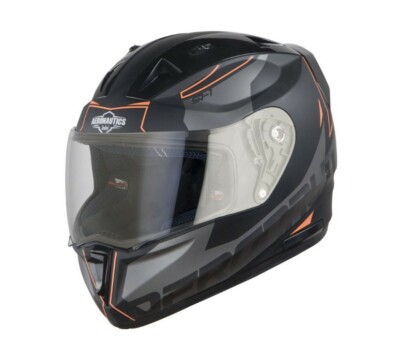 SA-1 Steelbird Mat Black+Orange Full Face Helmet Clear Visor L