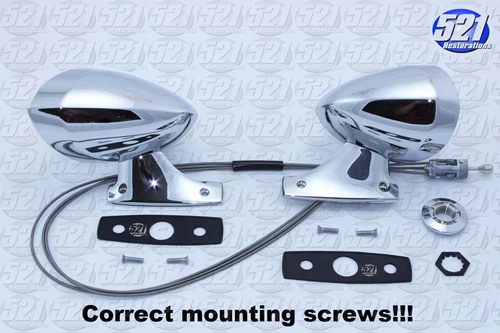 LH RH Pr CHROME Mirrors Mirror CORRECT Screws Fits 70 Challenger Cuda Mopar