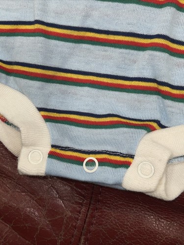 Vintage Oshkosh Collared Polo Romper One Piece 6-9 Months Stripes Baby Infant - Picture 5 of 9