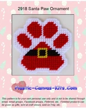 Santa Paw Ornament- Plastic Canvas Pattern or Kit