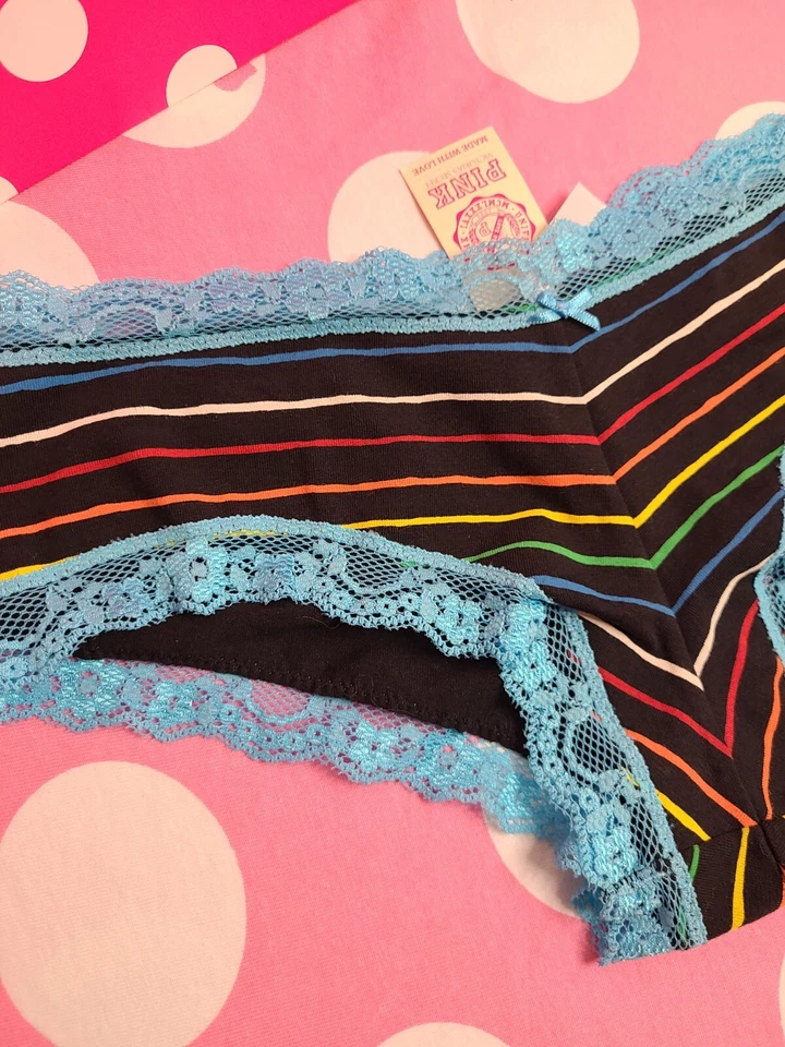 Braguita Hipster de Algodón Borde de Encaje Arco Iris Rara Nueva con Etiquetas De Colección vs Rosa 🌈 Foto 2 de 4