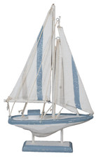 Deko Segelboot Höhe 31cm gestreifte Segel Boot Segler Schiff maritime Dekoration
