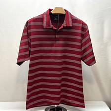 Nike Dri-Fit Mens Striped Short Sleeve Polo Golf Shirt Maroon Size Medium