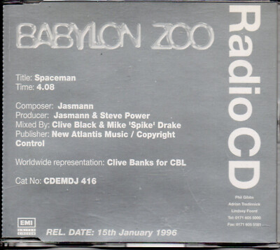 Babylon Zoo - Spaceman  (One Track MCD, EMI 1996)