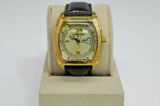 ICETIME Black Leather YG IP SS Diamond Oversized Watch