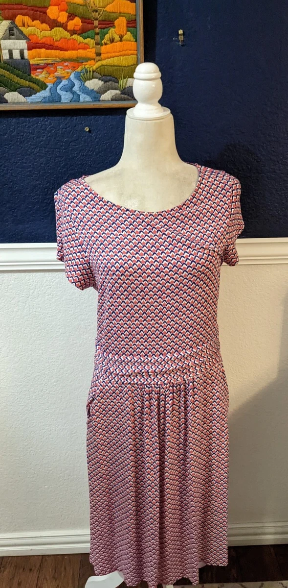 Boden Amelie Strawberry Geometric Print Jersey Knit Dress Pink