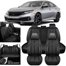 For Honda Civic Car Seat Covers 5-Seat Full Set Front & Rear Cushion Leather