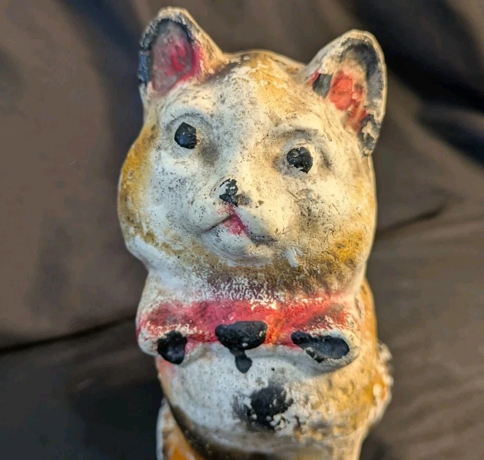 Ancienne Tirelire à Casser en Plâtre en Forme de Chat ou Chaton Tricolore  - Photo 3/4