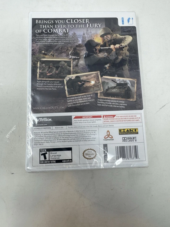 Call of Duty 3 (Nintendo Wii, 2006) Brand New Factory Sealed - Image 2 of 4