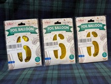 3 - Jumbo 40" Foil Balloon Large Gold Number 6