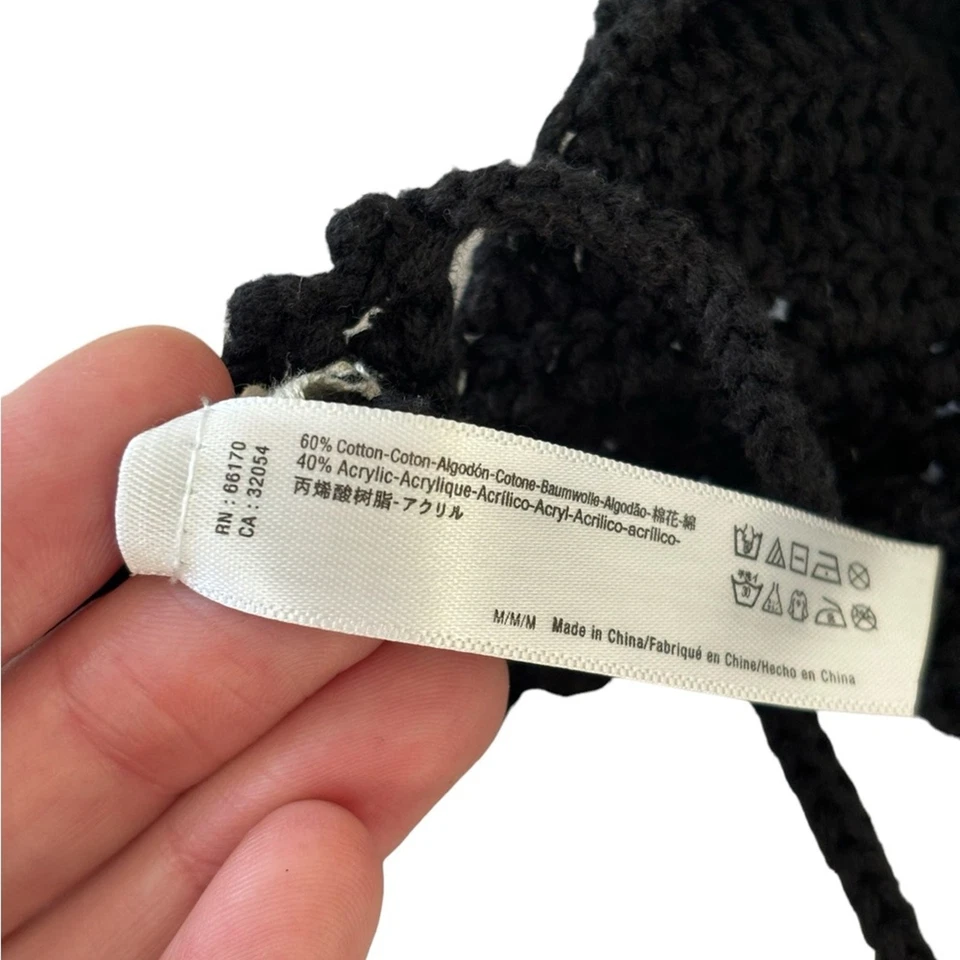 Black Crochet Whimsigoth Hippie Festival Knit Halter Neck Crop Bra Top - Size M - Image 4 of 4