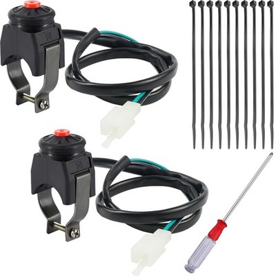 Motorrad Killswitch 7/8 Zoll 22mm Start und Hupenknopf für ATV Dirt Bike  2STK
