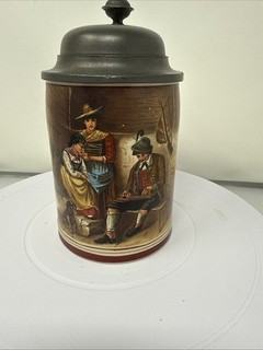 Vintage Antique Kilian Karl Beuler Beer Stein With Pewter Lid