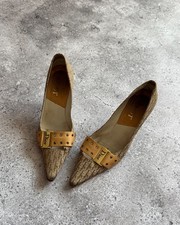 Vintage Christian Dior Monogram Logo Grommet Heels by Galliano