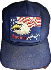 Vintage American Spirit Eagle Flag Patch Mesh Trucker Snapback Hat USA Made