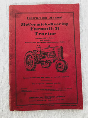 1940 VINTAGE IH McCORMICK-DEERING FARMALL M INSTRUCTION PARTS DIAGRAM MANUAL