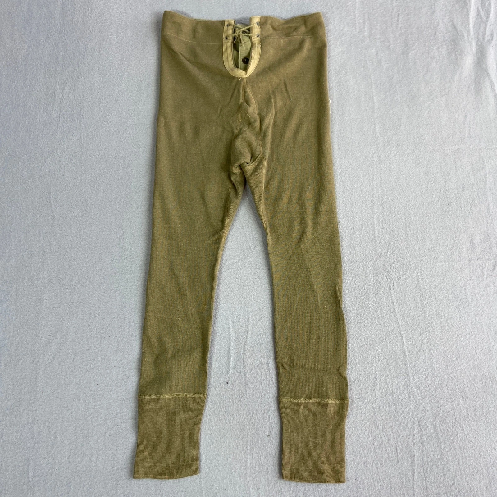 Vtg Mens S Military Lace Up Long Johns Thermal Base Layer Pants Olive Drab Green