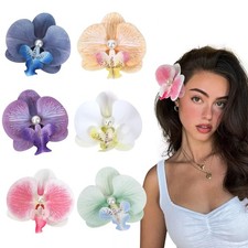 Flower Hair Clips 6 Pcs - Hawaiian Tropical Orchid Hair Clips Bohemian Hairpi...