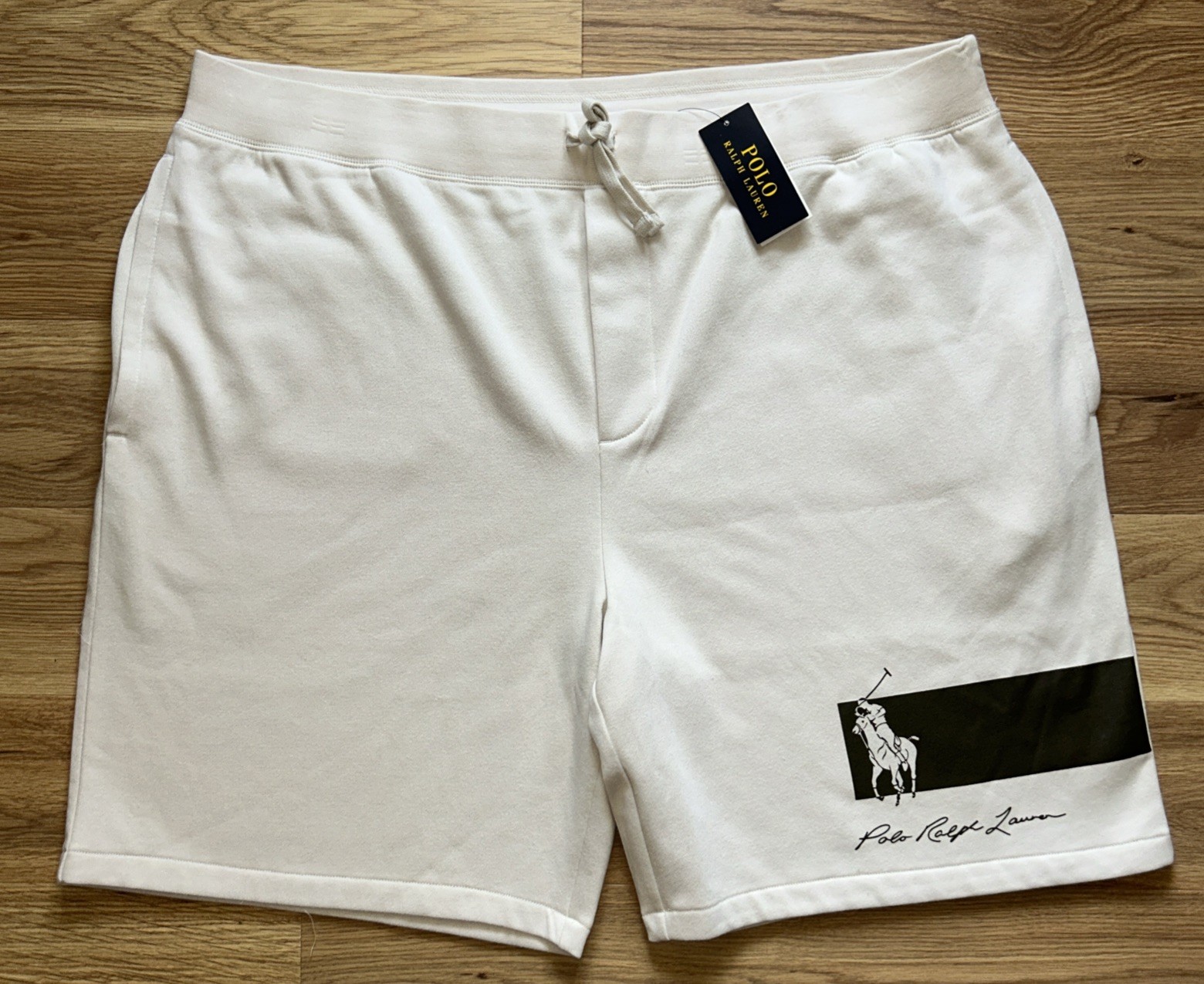 Polo Ralph Lauren felpa pantaloncino uomo taglia 3XB beige coulisse logo grande pony nuovo con etichetta