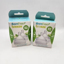 Born Free Breeze 2 Packs Lot of 2 Silicone Nipples Level 3 3M+ Fast Flow NEW