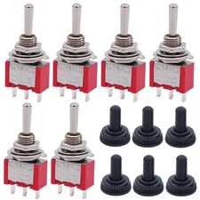 6Pcs Mini Momentary Toggle Switch SPDT 3 Position 3 Pins (0N)-Off-(On) Miniature