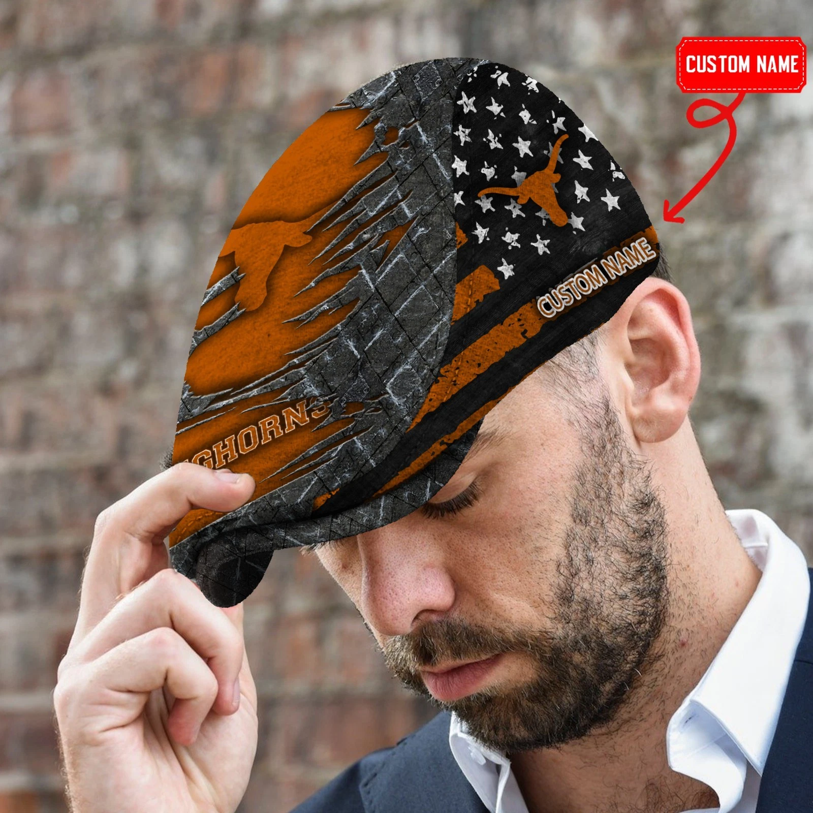 Texas Team Longhorns Jeff Cap NCAA Jeff Cap Newsboy Cap NCAA Flat Cap For Men