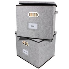 Vinyl Record Storage Box Hold 100 Lp Albums Foldable Storage Bin with Lid Re...