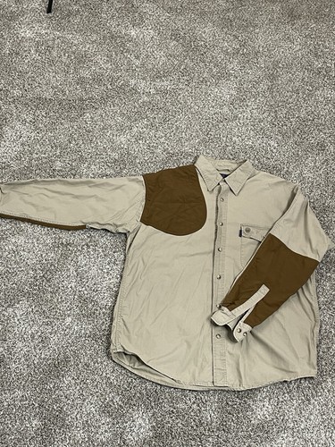 Beretta Shooting Shirt Mens XL Padded Marksman Saddle Tan Heavy Cotton Vented - Picture 2 of 12