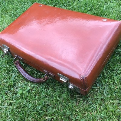 Vintage Leder Aktentasche Attaché Reisekoffer Koffer Tasche Handgepäck & Schlüssel