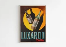 Vintage Luxardo Zara Wall Art, Printable Bar Decor, Retro Liquor Art