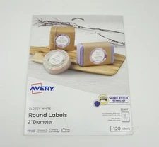 Avery 22807 Printable Round Labels 2in Diameter Glossy White