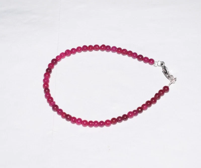 925 Sterling Silver Bracelet Natural Red Ruby Dyed Gemstone Handmade Necklace - Image 3 of 4