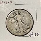 1919-D GOOD GRADED SILVER WALKING LIBERTY HALF DOLLAR