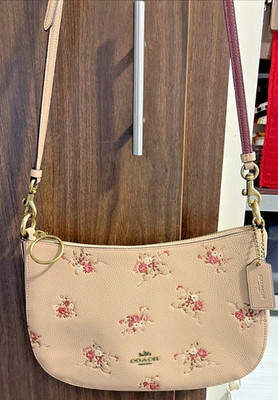 COACH 55373 Sutton Floral Print Pebbled Leather Crossbody Bag