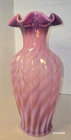 Fenton Vase, Cranberry, Opalescent Spiral Optic with Plum color Top (CAB LC.)