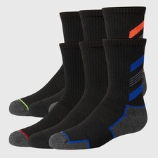 Hanes Moves Premium Boys' 6pk Striped Crew Athletic Socks - Colors May Vary M