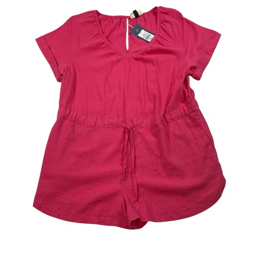 Universal Thread Linen Blend Romper Women M Pink Drawstring NWT